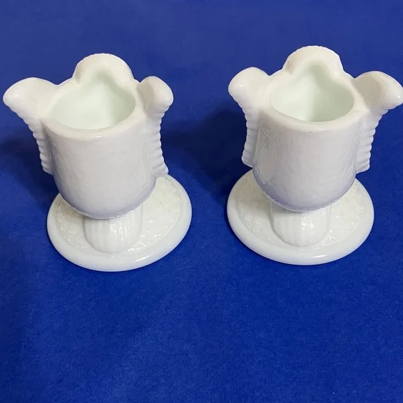 Westmoreland White Milk Glass Owl Candle Holders - Picture 3 of 9